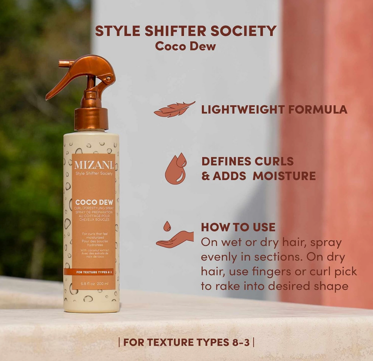Mizani Style Shifter Society – Coco Dew Curl For Textured, Curly & Coily Hair | 6.8 fl oz